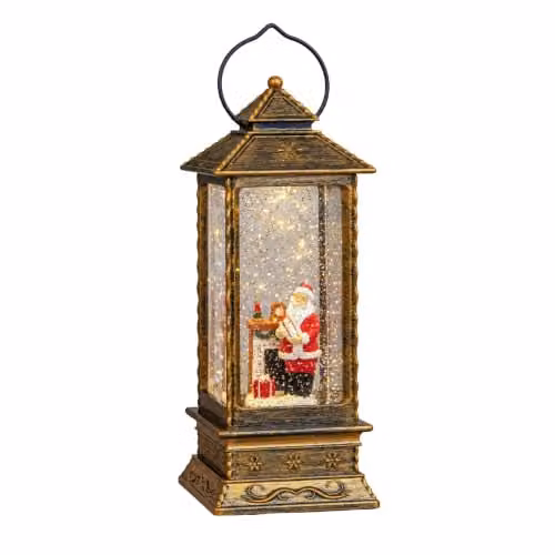 Samuel Alexander Antique Gold Santa Christmas Water Spinner with LEDs, Height: 27 cm – 2
