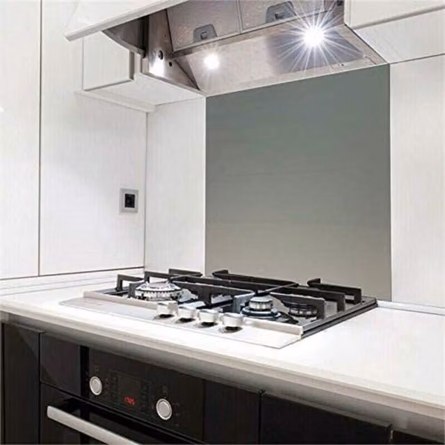 BELOFAY Purple Glossy Tempered Glass Kitchen Splashback, W: 60 cm, H: 60 cm, Thickness: 6 mm