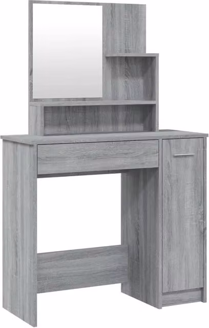Berkfield Home Dressing Table with Mirror in Grey Sonoma, W: 86.5 cm, D: 35 cm, H: 136 cm – 1