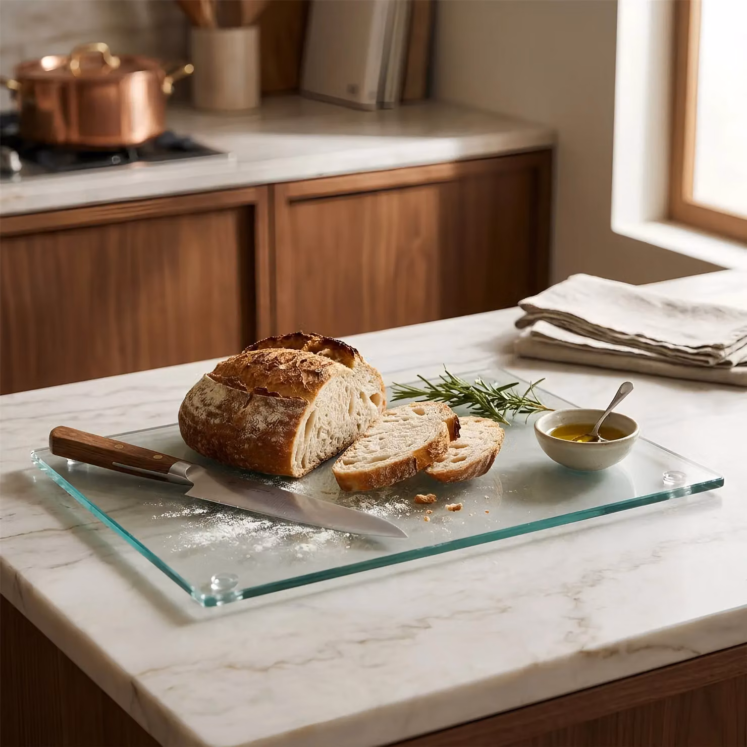 Harbour Housewares Transparent Glass Rectangular Chopping Board, W: 50 cm, D: 40 cm – 6
