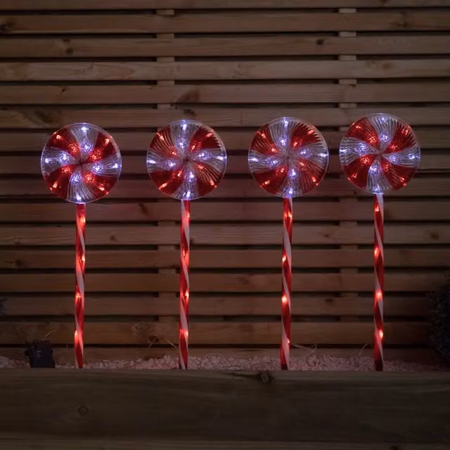 Samuel ALEXANDER Battery Powered Candy Swirl Pathlights with Red and White LEDs, 70 cm – 1