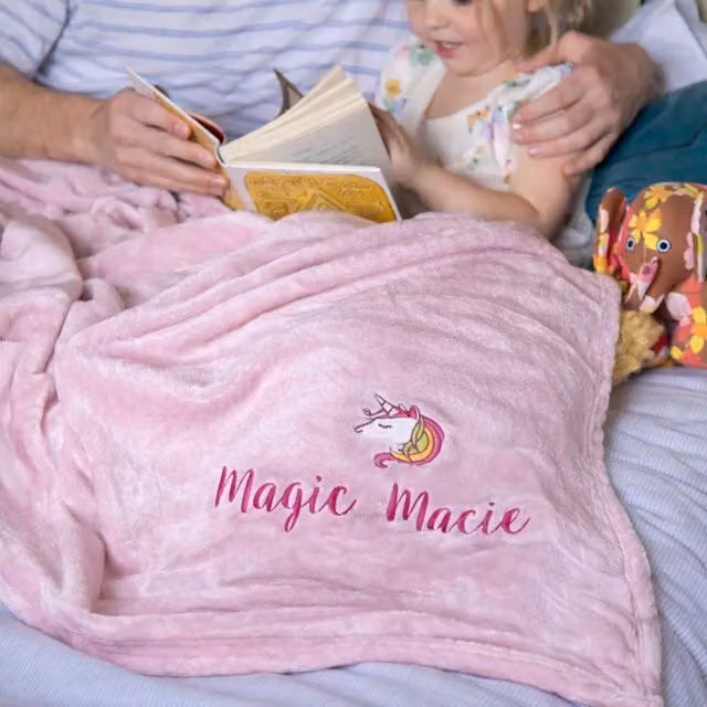 Duncan Stewart Ultra Soft Personalised Children's Unicorn Blanket in Pink, W: 140 cm, H: 180 cm – 1