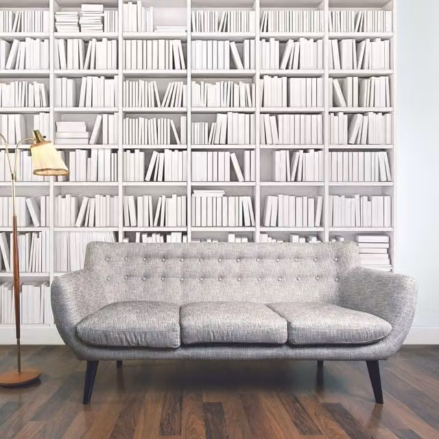 Origin Murals Library Modern Wall Mural in White