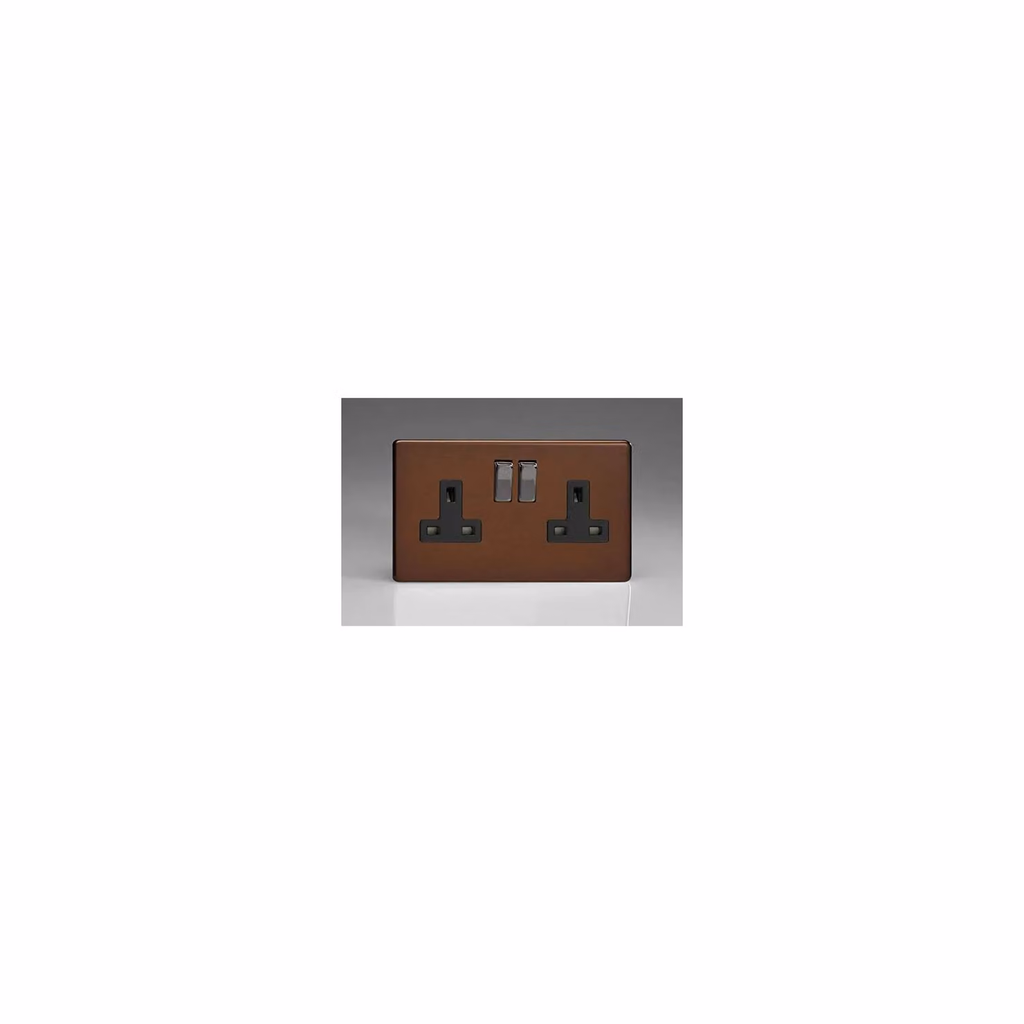 Varilight 2 Gang 13 Amp Double Switched Flush Socket Plate in Mocha Brown and Black – 3