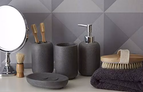 Orsina Canyon Stone Effect Refillable Lotion Dispenser in Grey and Beige, H: 17 x W: 7 x D: 7 cm – 3