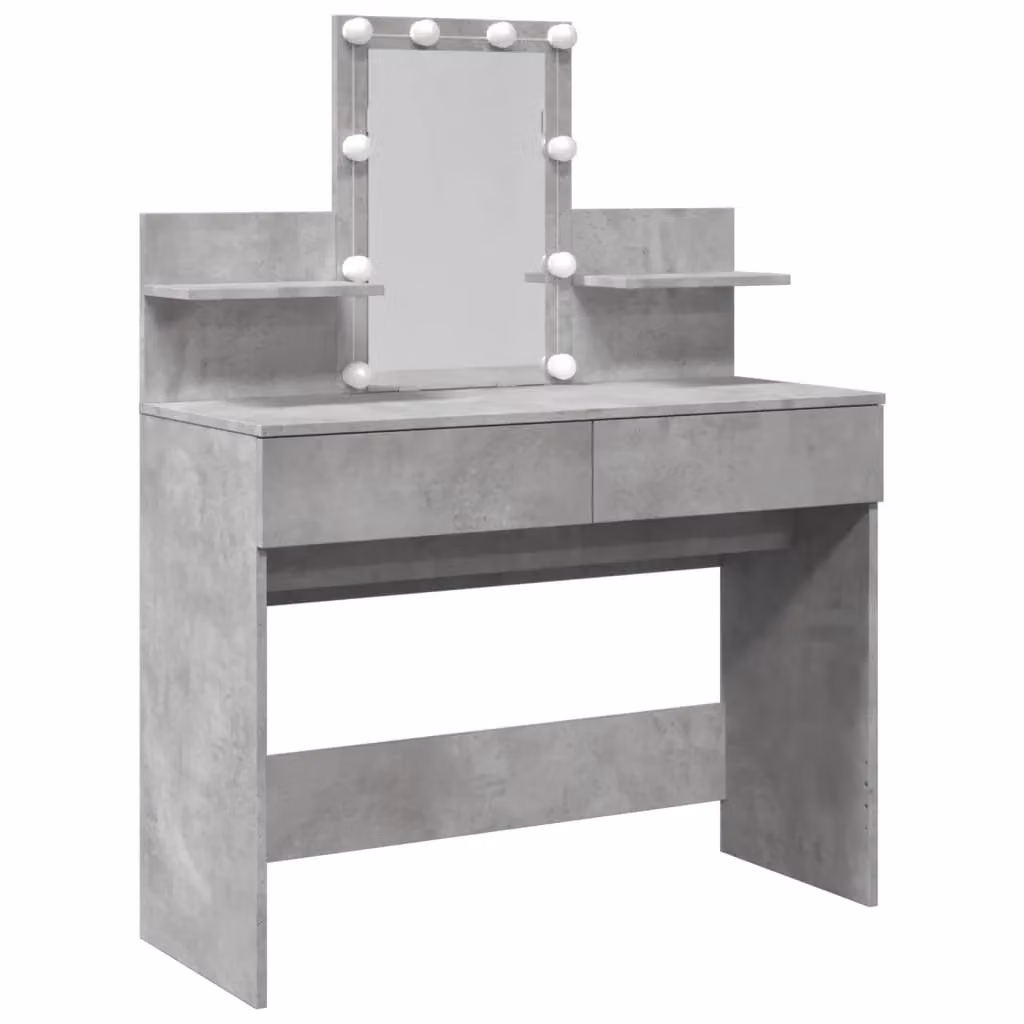 Berkfield Home Modern Dressing Table with Hollywood LED in Concrete Grey, W/D/H: 100 x 40 x 130 cm – 2