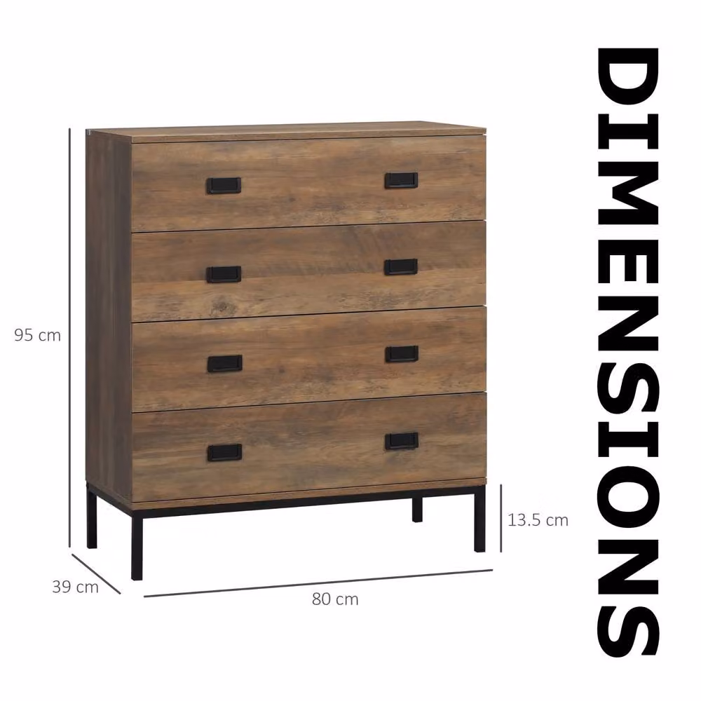 Pirlo Plush Brown 4 Drawer Wide Bedroom Storage Chest Unit – 4