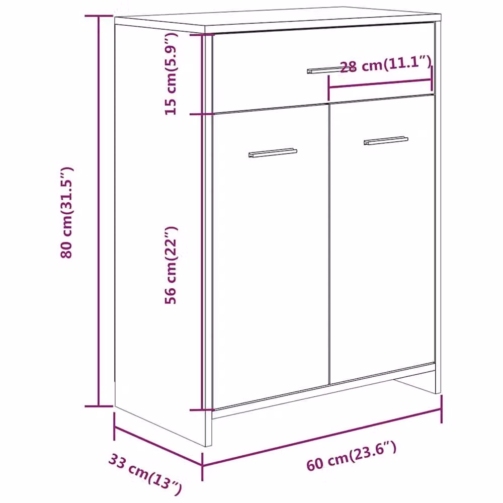 Berkfield Home Classic Bathroom Cabinet in Smoked Oak Brown, W/D/H: 60 x 33 x 80 cm – 4