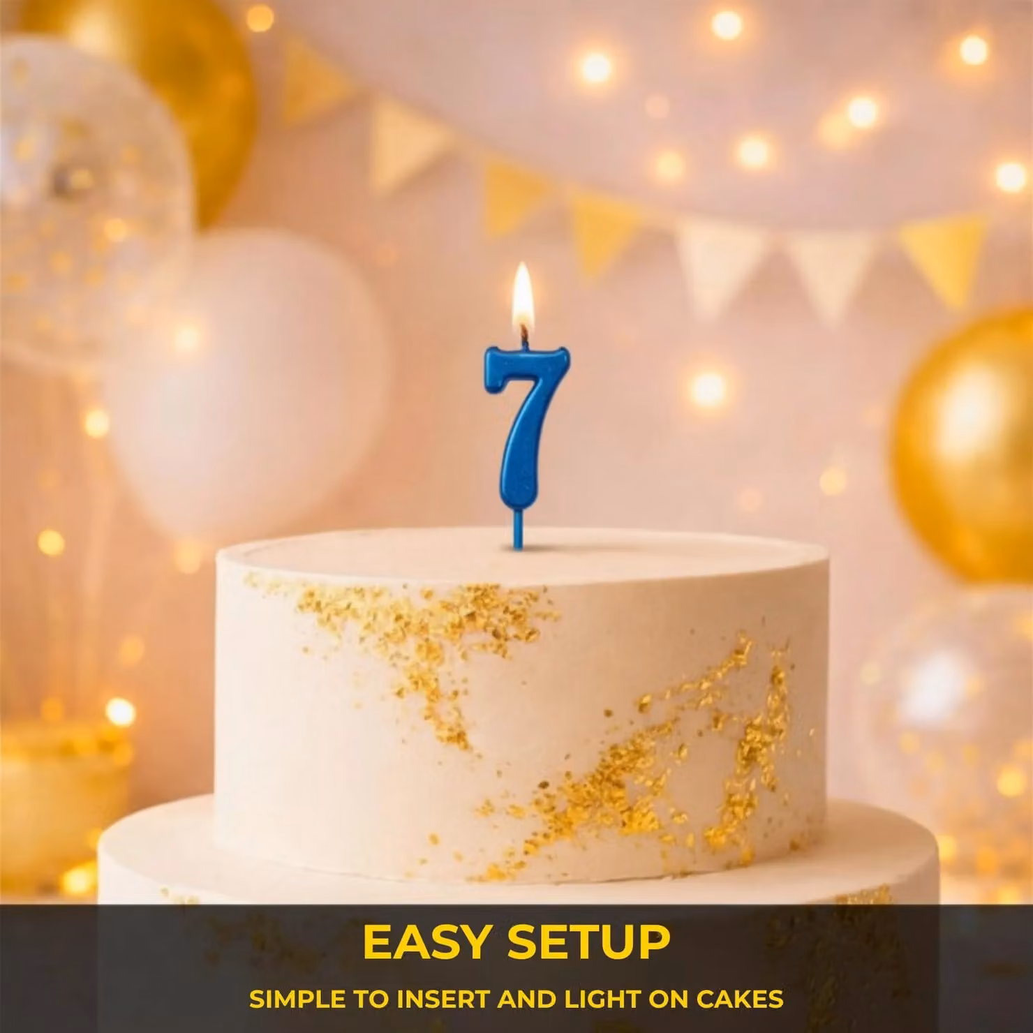 Shatchi Blue Number 7 Birthday Cake Topper Candle for Anniversary and Party Decorations – 4