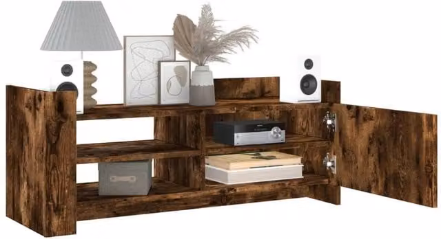 Berkfield Home Smoked Oak TV Cabinet in Dark Brown, W/D/H: 100 x 35 x 40 cm