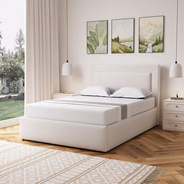 Artemis Home Weston Upholstered Double Ottoman Bed Frame in Beige