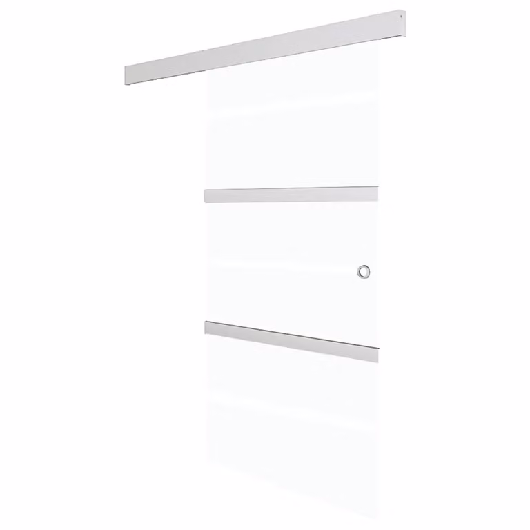 Berkfield Home Sliding Glass and Aluminium Door with Soft Stops, Silver, W: 90 cm, H: 205 cm