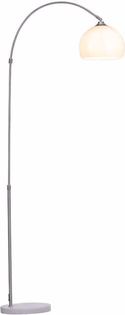 Living Star Modern White and Chrome Arc Floor Lamp with Marble Base, Height: 130 cm