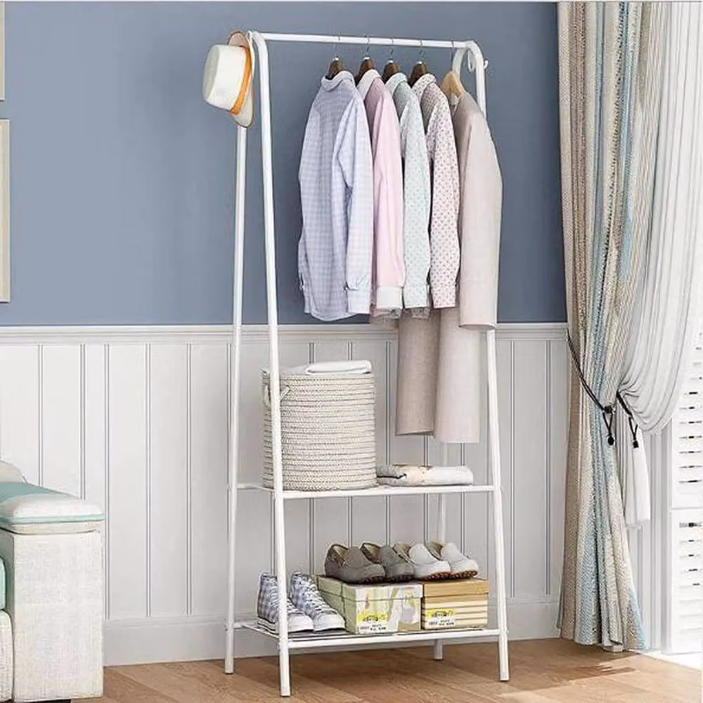KORVIXA White Metal Clothes Rail, W/D/H: 60 x 36 x 152 cm – 2