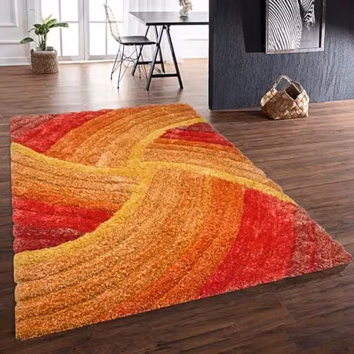 DS Living Stella 3D Shaggy Area Rug, Burnt Orange and Brown, W: 230 cm, D: 160 cm