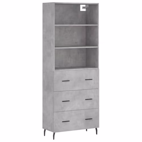 vidaXL Industrial Style Highboard Sideboard in Concrete Grey with Drawers and Shelves, W/D/H: 180 x 69.5 x 34 cm