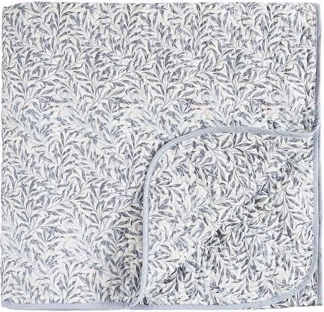 Morris & Co Willow Boughs Quilted Cotton Floral Throw in Blue