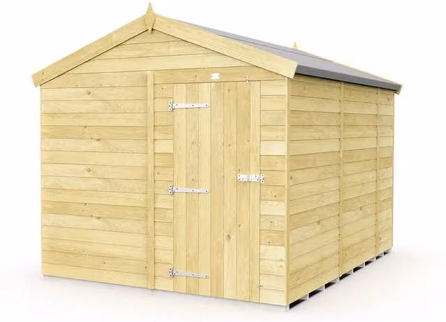 Buttercup Farm Apex Wooden Shed in Brown with Single Door and No Window, W231 x D329 x H217 cm – 1