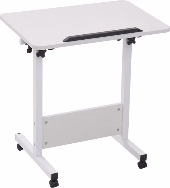 Livingandhome Height Adjustable Tilting Computer Desk with Castors, White