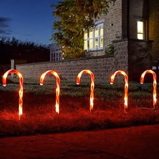 Marco Paul Pack of 6 Red LED Battery Powered Candy Cane Garden Stake Lights