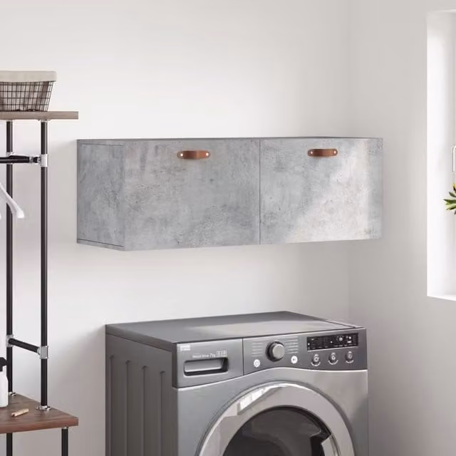 Berkfield Home Wall Mounted Cabinet in Concrete Grey, W/D/H: 100 x 36.5 x 35 cm