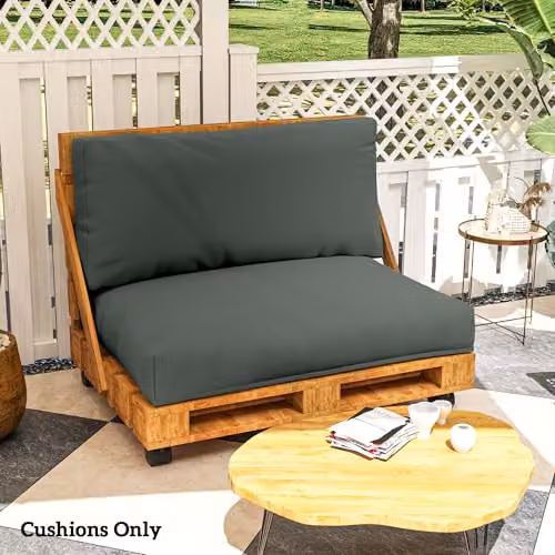Outsunny 2 Seater Pallet Furniture Cushions, Charcoal Grey, 20 cm Thick, UV-Resistant and Water-Repellent – 6