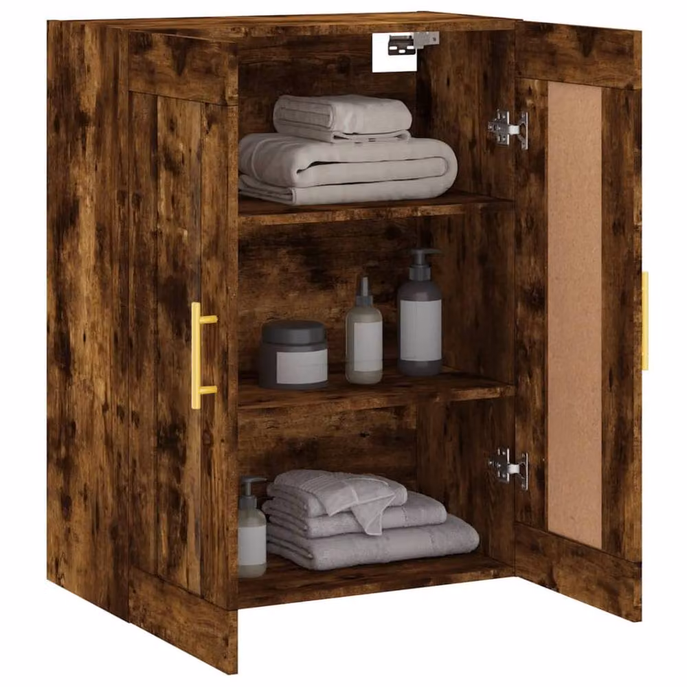Berkfield Home Wall Mounted Smoked Oak Cabinet in Brown, W/D/H: 69.5 x 34 x 90 cm – 5