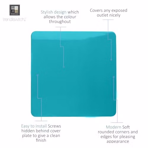 Trendi Artistic Modern Glossy Tactile Single Blanking Plate in Turquoise Petrol – 2