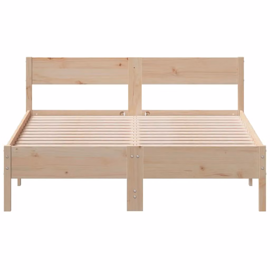 Berkfield Home King Size Solid Wood Pine Bed Frame in Brown, W: 150 cm, L: 200 cm – 3