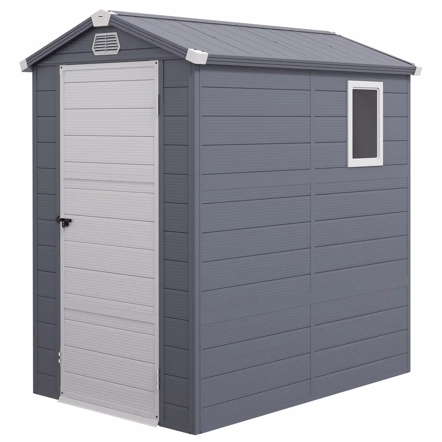 OUTSUNNY Grey Garden Shed Storage with Foundation Kit, Single Door and Side Vents, W/D/H: 121.92 x 91.44 x 208.0 cm – 2
