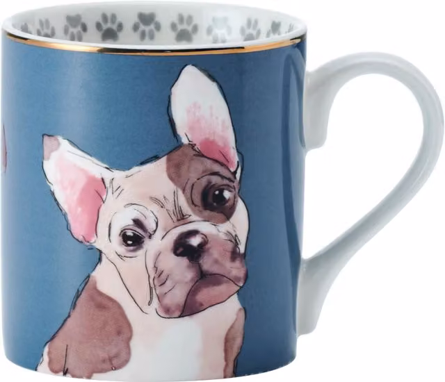 Mikasa French Bulldog Porcelain Mug, 280ml, Blue and Gold – 1