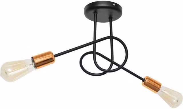 Netlighting Oxford Multi Arm Semi Flush Ceiling Light in Black and Copper, Diameter: 38 cm