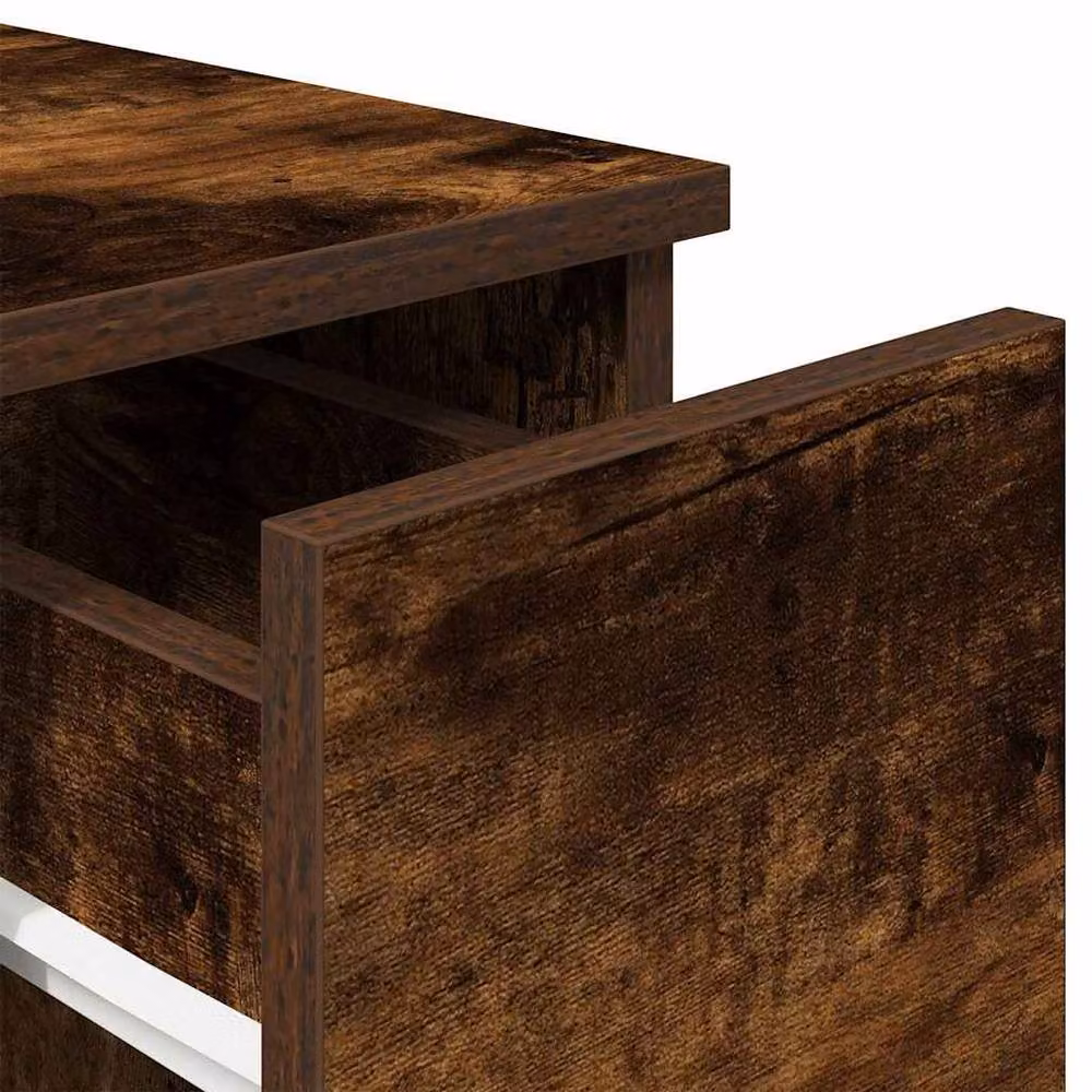 Berkfield Home Smoked Oak Bedside Cabinet with Drawer in Brown W/D/H: 20 x 36 x 60 cm – 5
