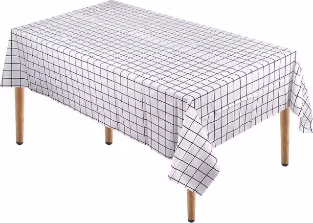 Neel Blue Checked PVC Rectangular Tablecloth in Blue and White, W: 137 cm, L: 180 cm – 1