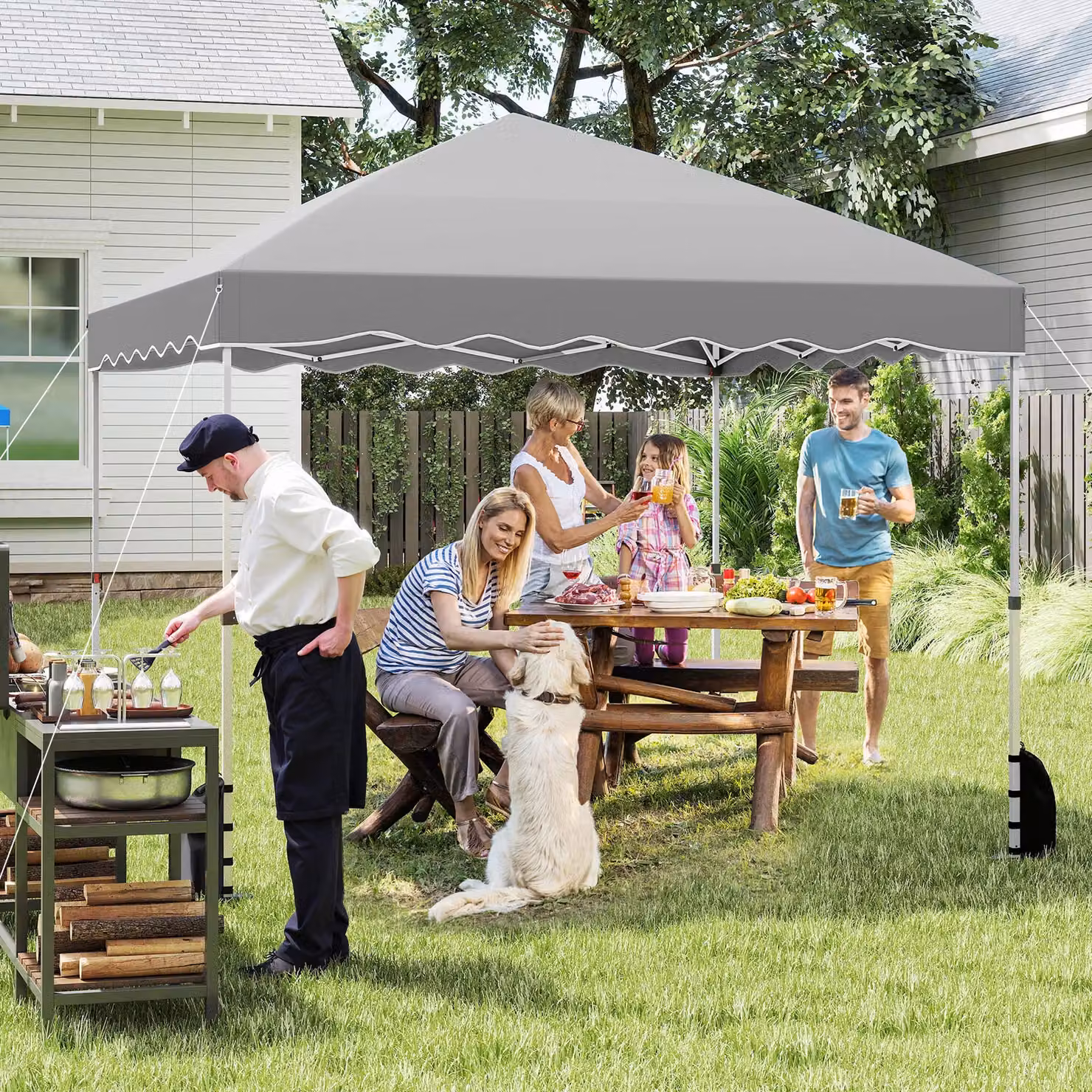 Costway Pop up Canopy Tent Portable Foldable Patio Shelter, Grey/Silver, W: 300 cm, D: 300 cm, H: 266 cm – 2