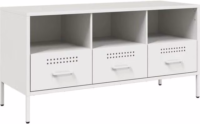Berkfield Home Industrial White Metal TV Cabinet W/D/H: 100.5 x 39 x 50.5 cm