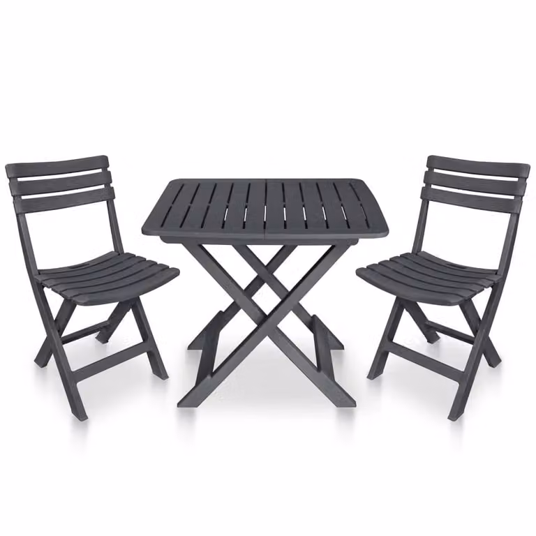 Berkfield Home 3 Piece Folding Bistro Set in Anthracite Grey Plastic