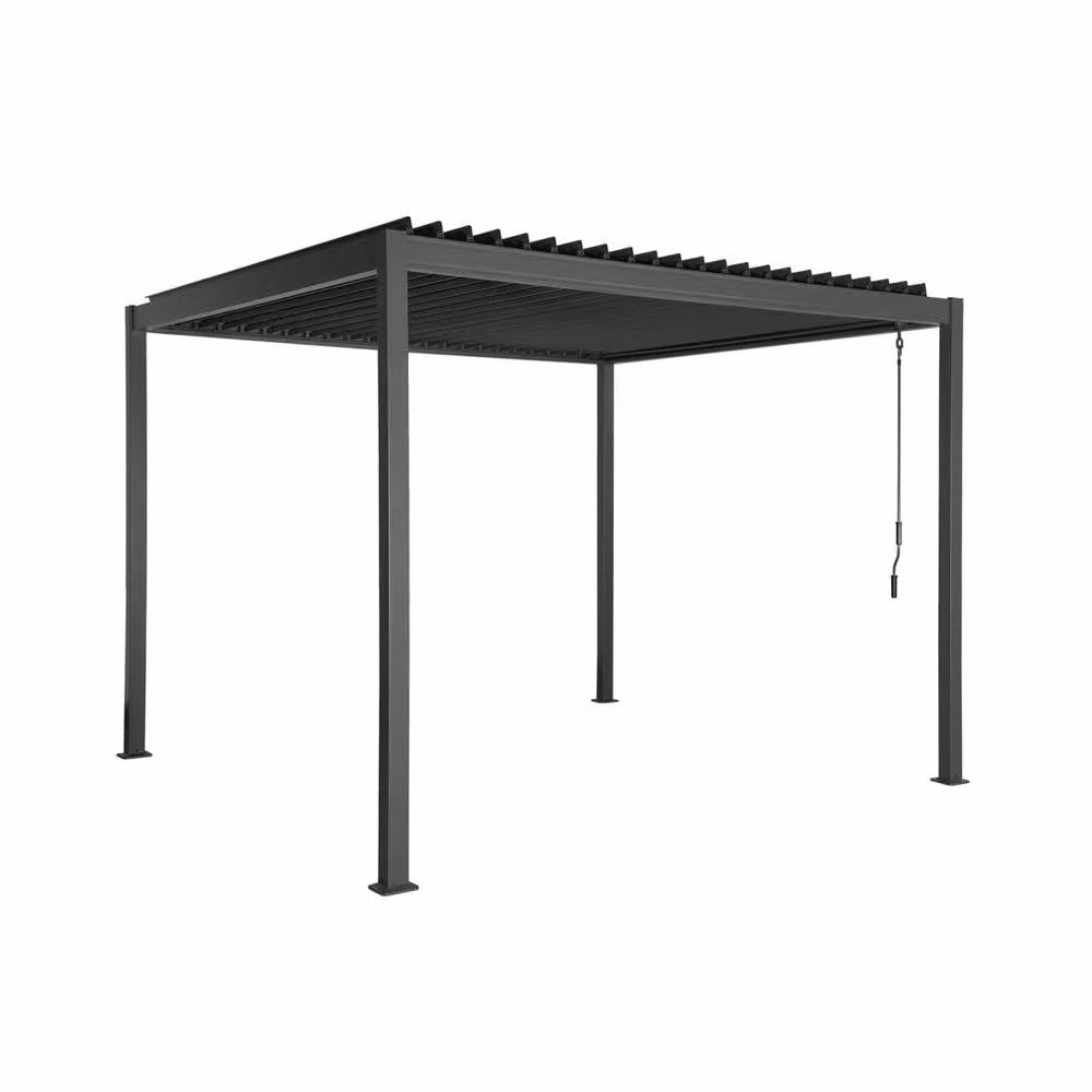 sweeek Louvered Pergola in Aluminium and Steel, Dark Grey, W: 300 cm, D: 303 cm, H: 234 cm – 2