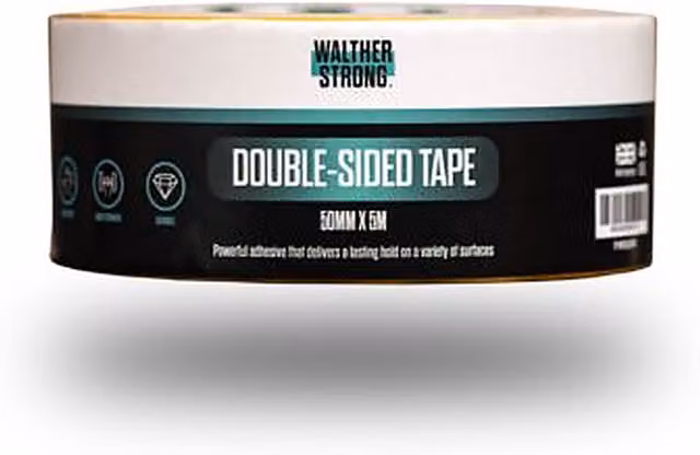 Walther Strong Double-Sided Tape, White, Width: 50 mm, Length: 5 m