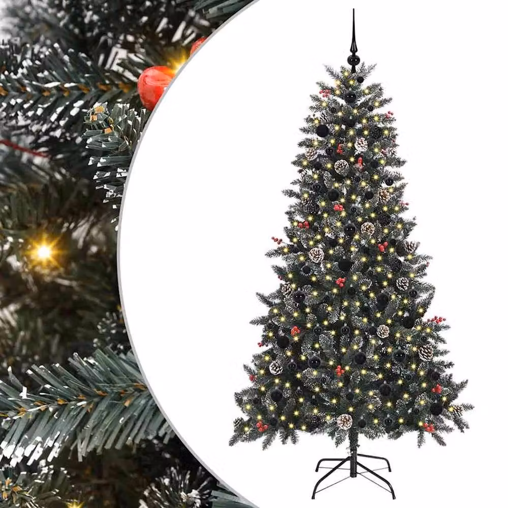 Berkfield Home Green Artificial Christmas Tree with 300 LEDs, W/D/H: 99 x 99 x 180 cm – 2