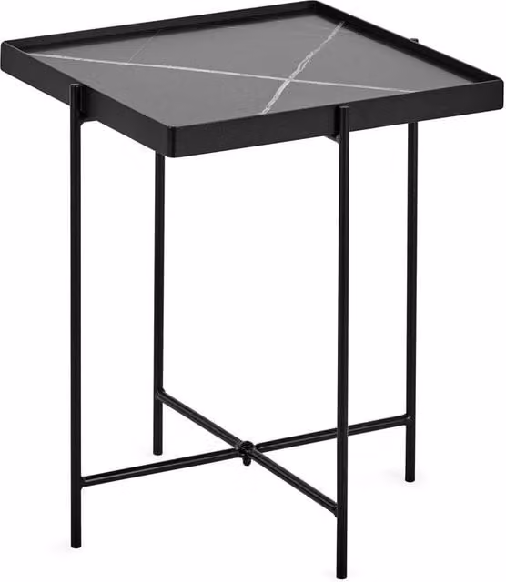 Cheshire Falkirk Square Modern Abstract Metal Side Table in Black and White, W/D/H: 47 x 47 x 47 cm