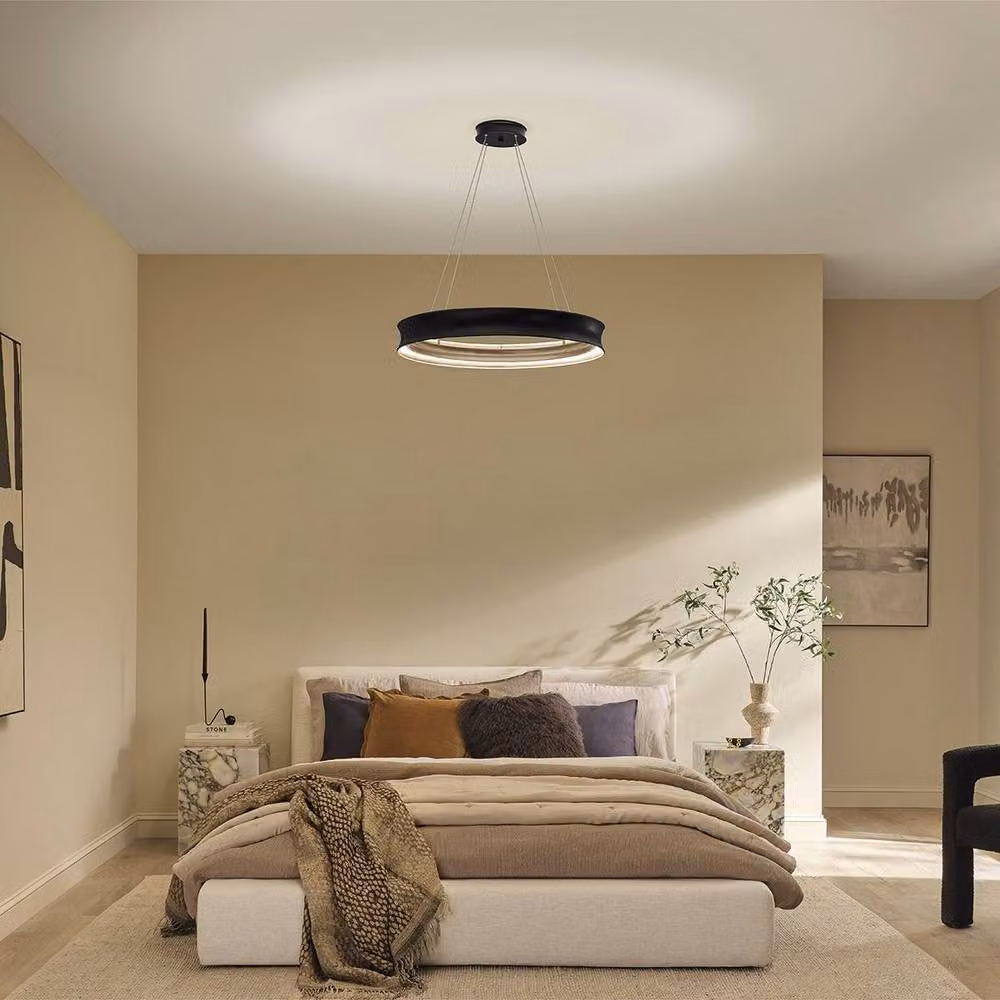 Netlighting Larousse Integrated LED Medium Pendant Light in Black and Gold/Brass – 2