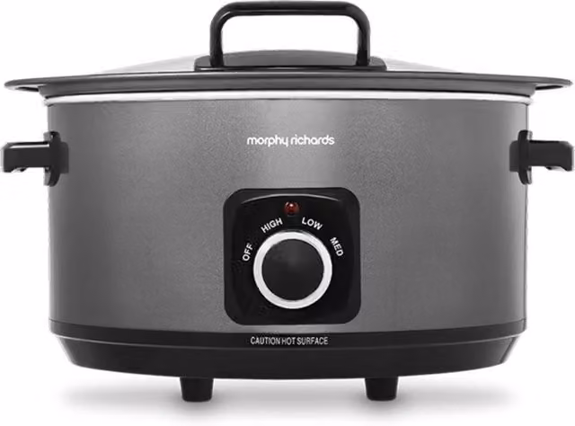 Morphy Richards Sear and Stew Slow Cooker with Hinged Lid, 6.5L, Black