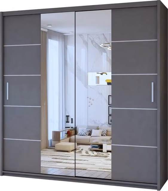 Sliding Wardrobes4U Burj Modern Grey Sliding Mirror Wardrobe
