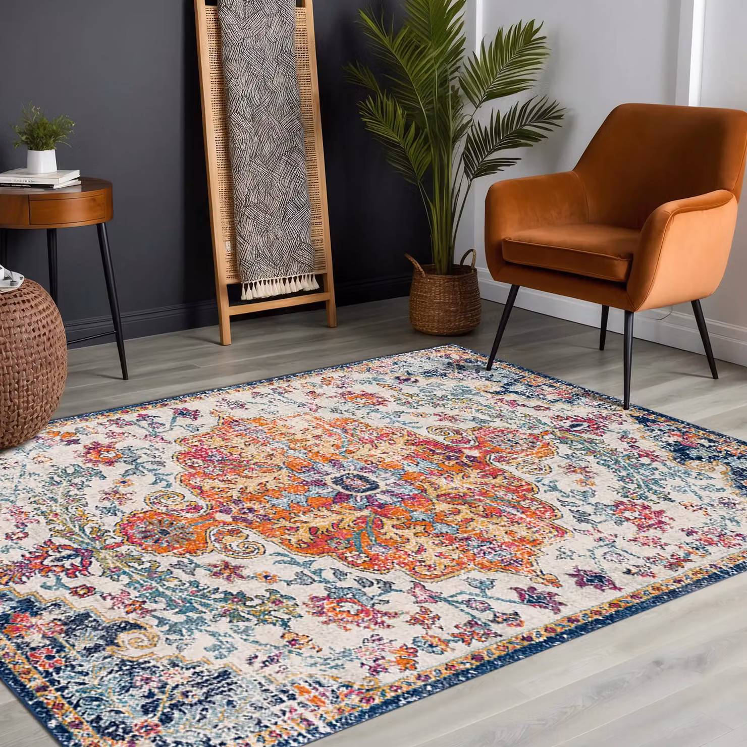 Livabliss Harput Vintage Boho Living Room Rug in Multicolour Burnt Orange, W: 200 cm, D: 280 cm – 4