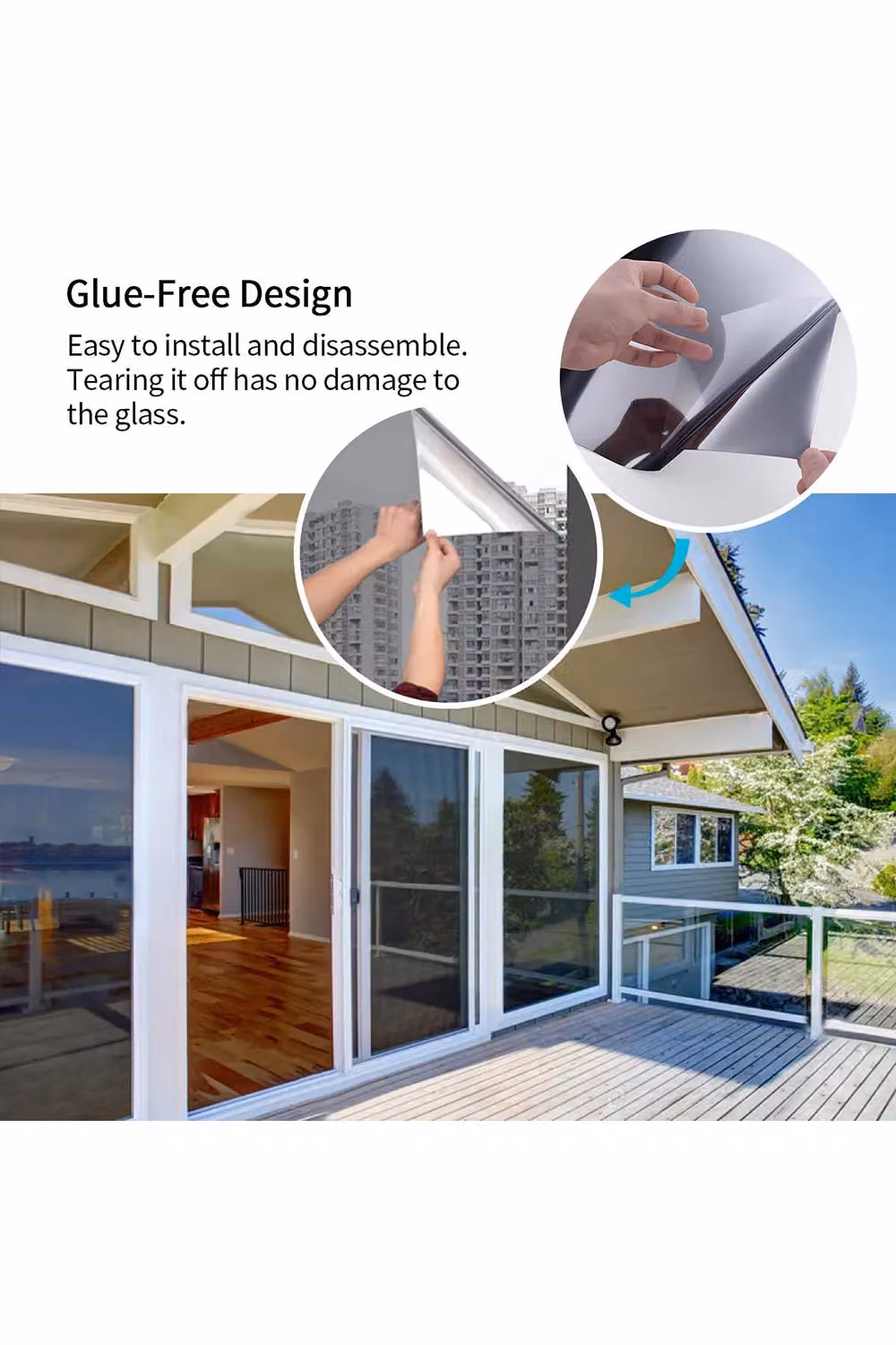 Living and Home Silver Self-Adhesive One Way Privacy Mirror Window Film, W: 0.5 m x H: 1 m – 4