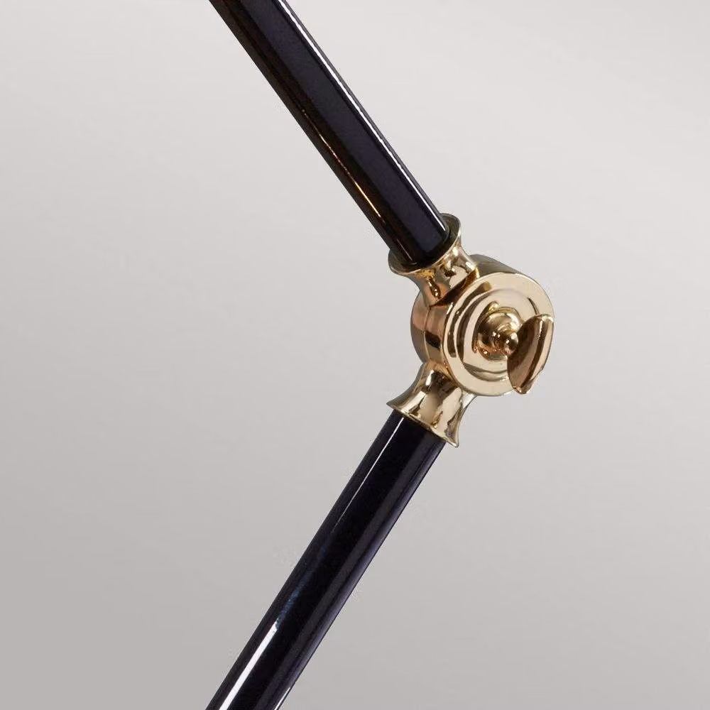 Netlighting Provence Element Mid-Century Table Lamp in Black and Yellow with Polished Brass Metal Finish, E27 – 3