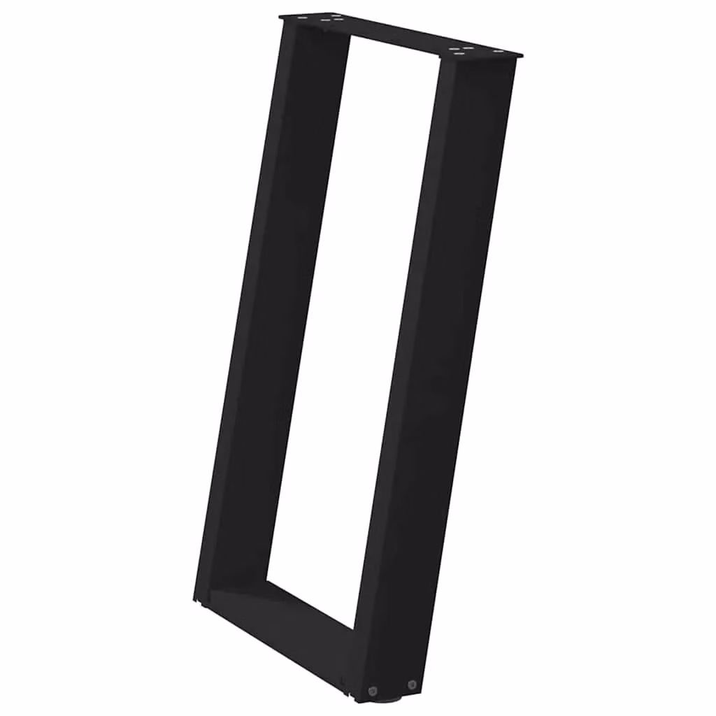 Berkfield Home vidXL U-Shaped Dining Table Legs, 2 Pieces, Black Steel, W: 60 cm, H: 72-73 cm – 2