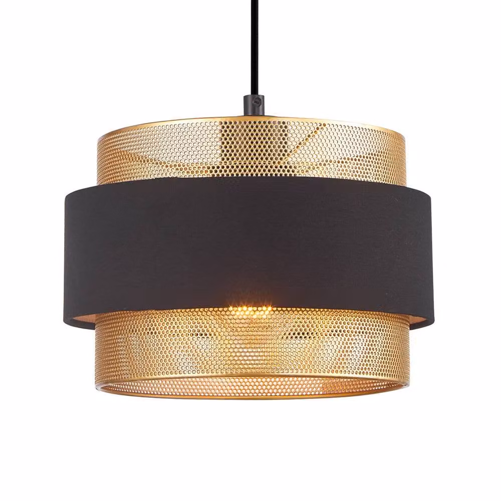 Netlighting Bans Cylindrical Pendant Ceiling Light in Gold/Brass and Black – 2