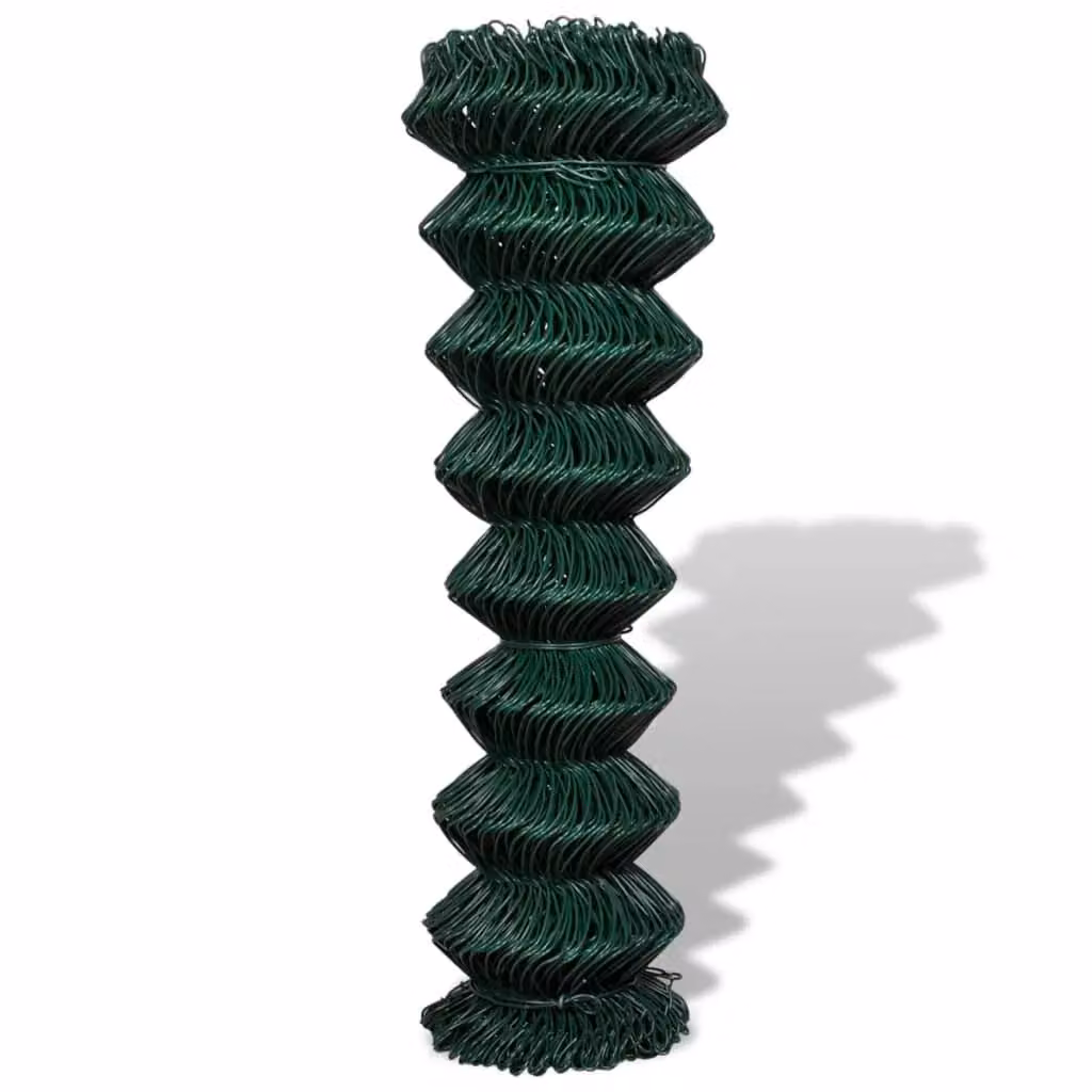 Berkfield Home Green PVC Coated Steel Chain Link Fence, 1.5 x 25 m – 2